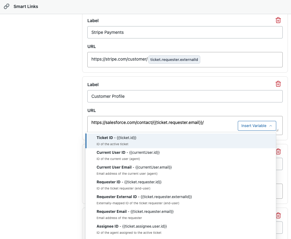 Admin Panel for managing Smart Links